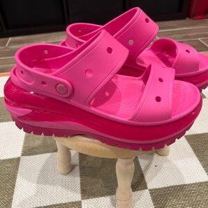 Hot pink Croc Mega Crush Sandals